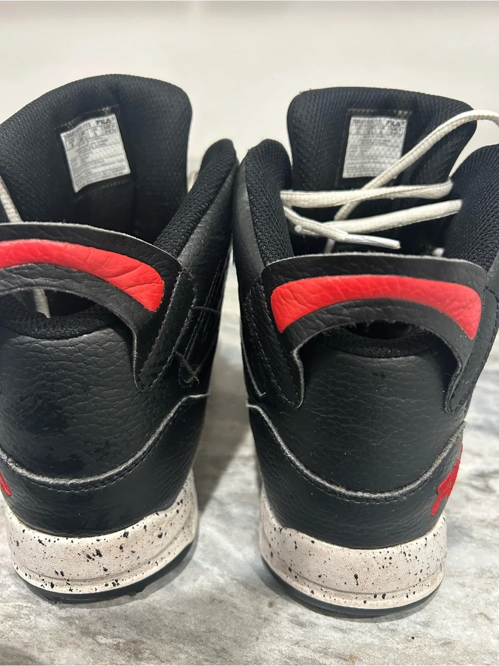 Fila Kids Black, White & Red High-Top Sneakers